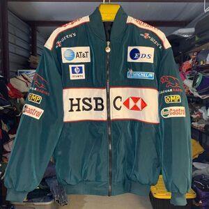 Vtg 90s Jaguar Racing F1 Team Embroidered Logo Formula One Zip Up Jacket XLarge